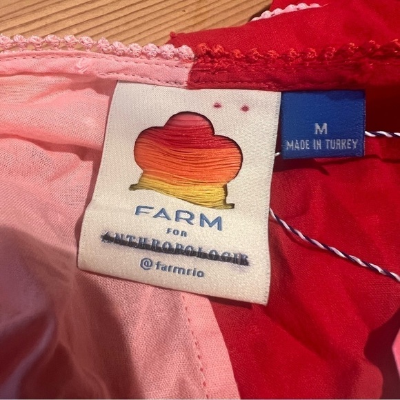 NWT Anthropologie Farm Rio Pink & Red Colorblock Wrap Blouse Top Size Medium JB - Picture 6 of 7